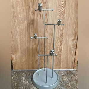 Silver tone owl jewelry holder
